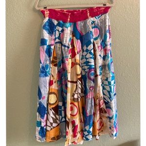 Colorful Breezy Cotton Pleated Midi Skirt